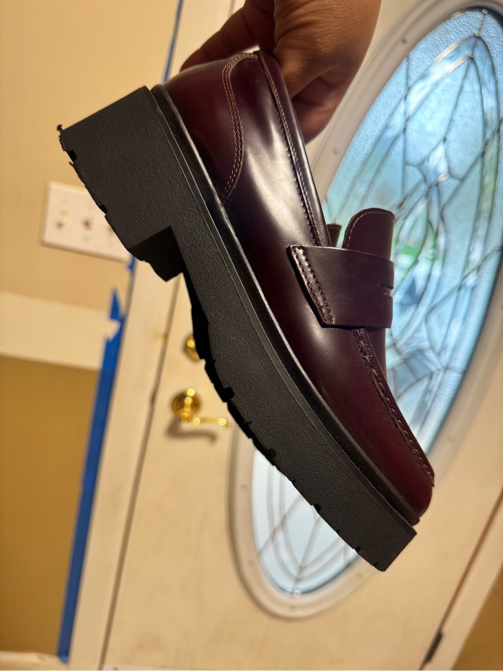 Women’s Burgundy Penny Loafers with Lug Sole